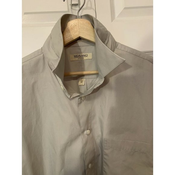 Murano Fitted Men's Long Sleeve Shirt Button Front Gray  Sz 17 1/2” 35  XL‎ - Picture 4 of 7